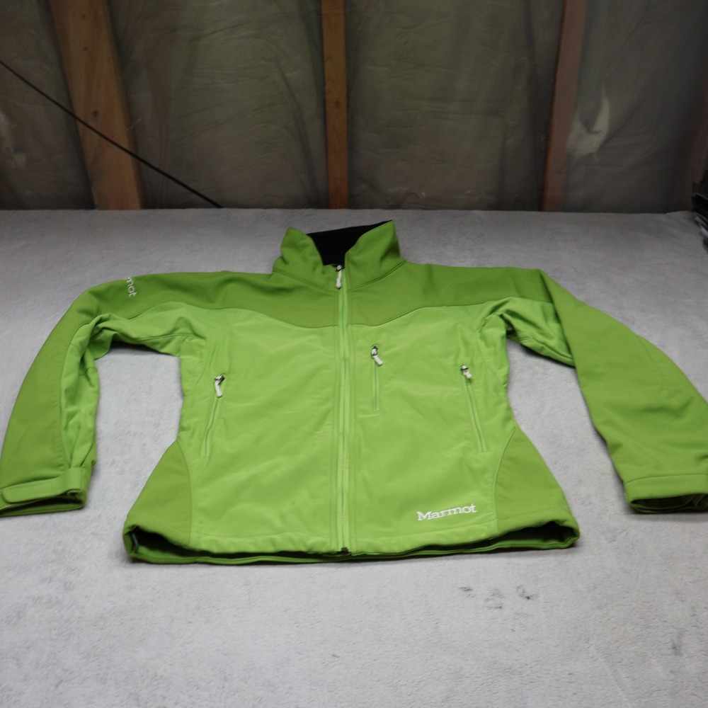 Marmot Jacket Womens Medium Green Softshell Windstopper Full Zip Light Wind Rain